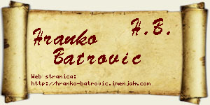 Hranko Batrović vizit kartica